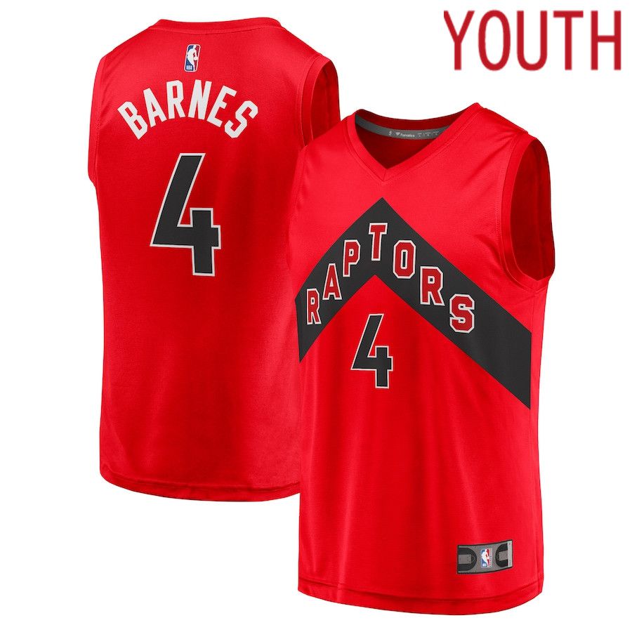 Youth Toronto Raptors 4 Scottie Barnes Fanatics Branded Red Draft First Round Pick Fast Break Replica NBA Jersey